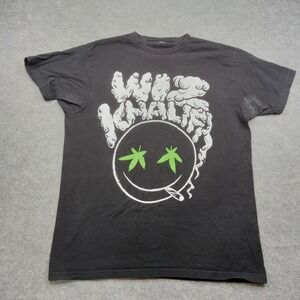 Wiz Khalifa Shirt Men Large Black 420 Smiley Face Weed Leaf Graphic Tee Cannabis